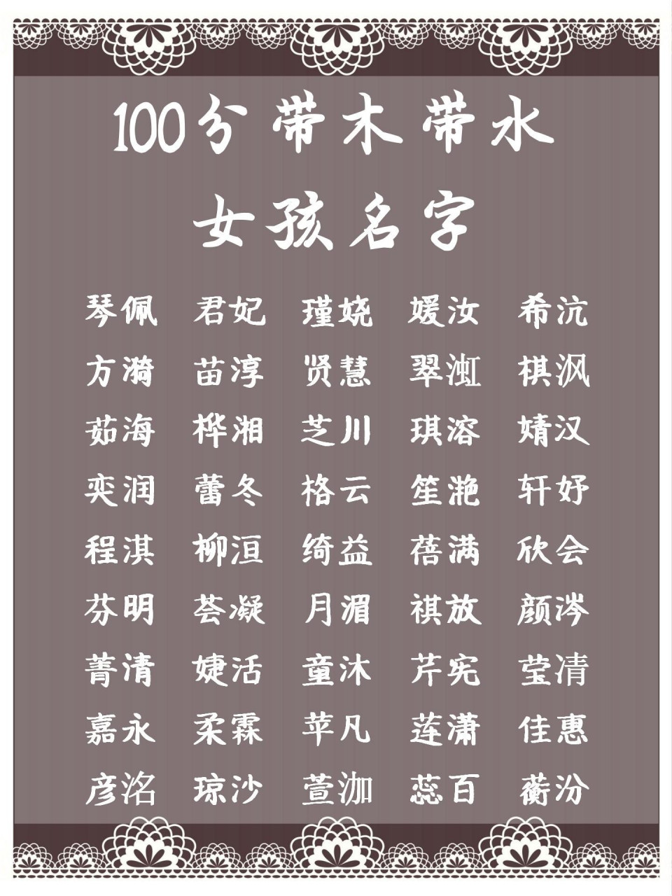 科普展现:带木女孩名字（带木女孩名字推荐）